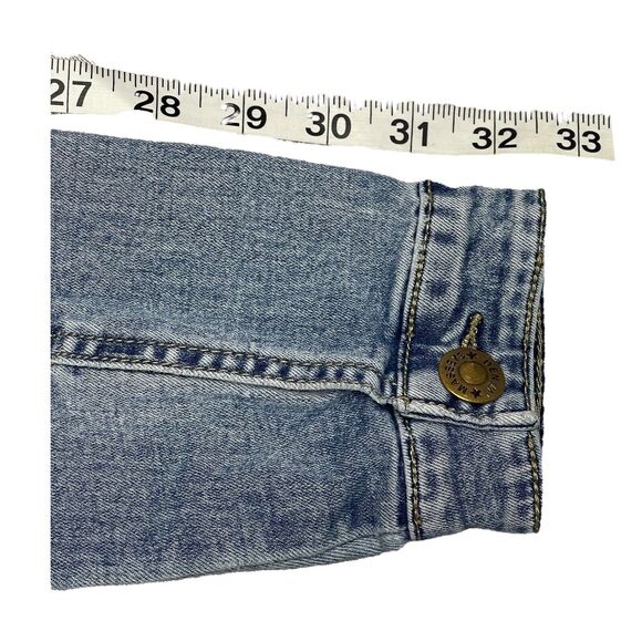 Masseys Trucker Jacket Women's 4 Blue Floral Denim Cotton Stretch Embroidered - Picture 7 of 8